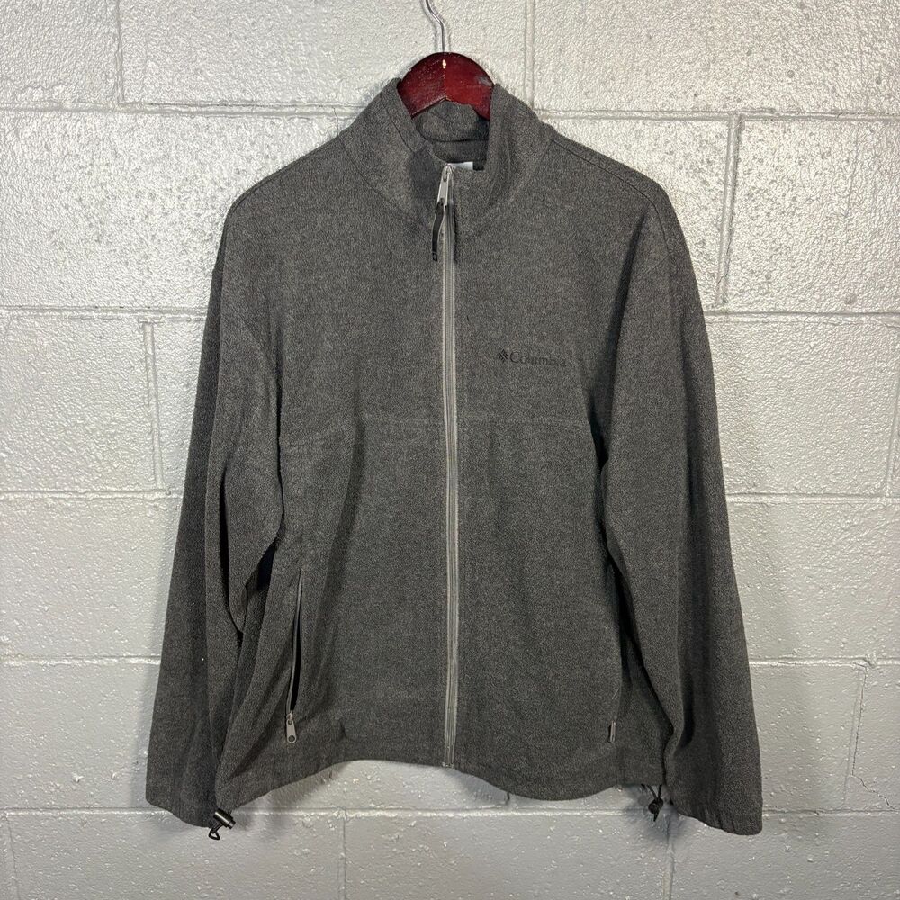 Columbia Fleece Jacket Men's L Gray Full Zip Outdoor Hiking Lightweight
